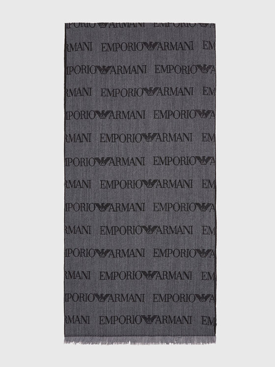 Шал от вълнен бленд с монограмно лого - 1