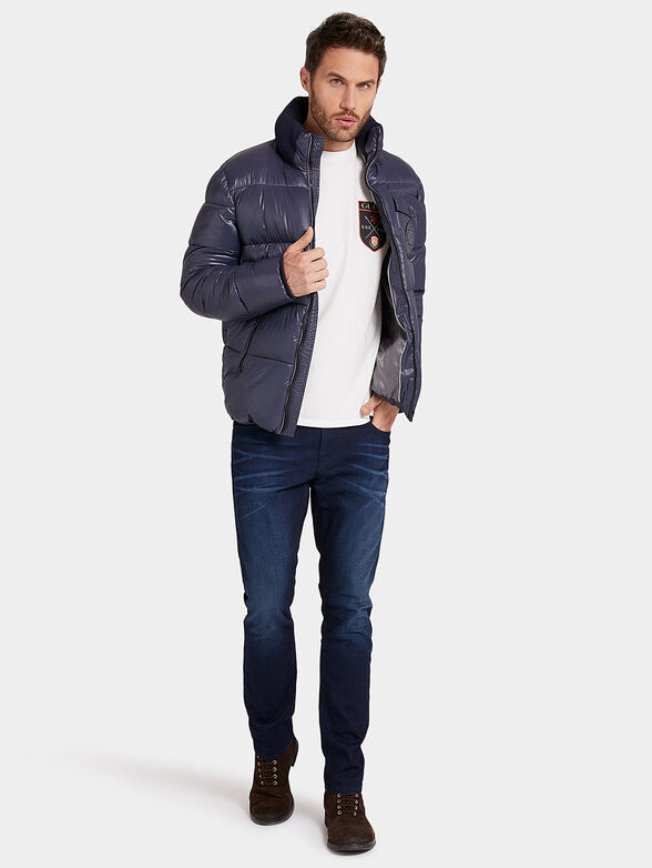 Padded jacket with maxi logo print - 2