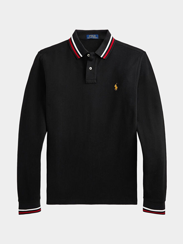 Black polo-shirt with long sleeves - 1