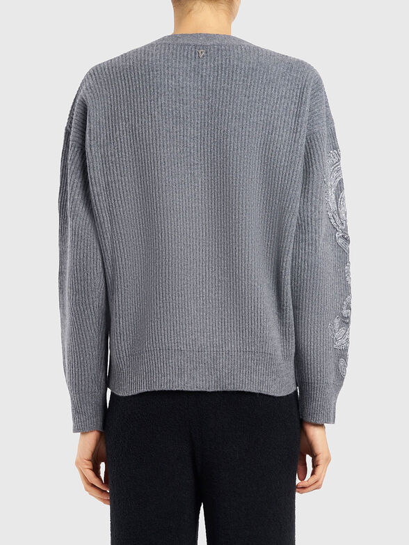 Wool cardigan with accent embroidery - 3