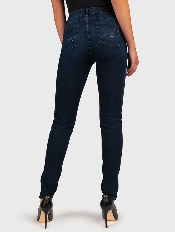 Skinny jeans with applique rhinestones - 2