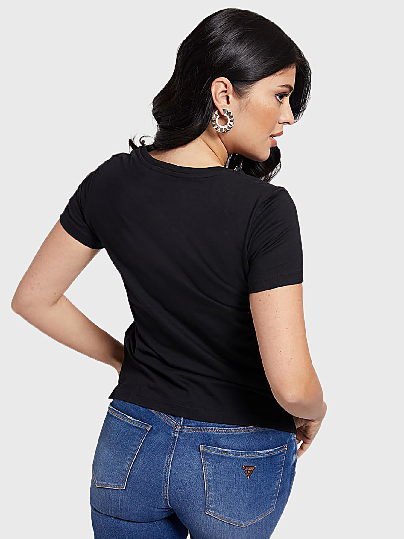 Black t-shirt with logo print brand 