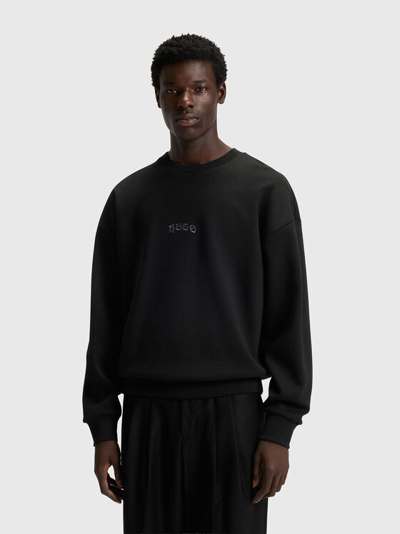 Суитшърт с овално деколте и лого бродерия - 1