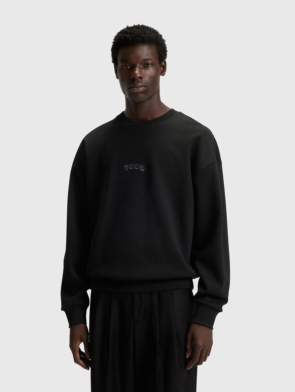Sweatshirt with oval neckline and logo embroidery - 1