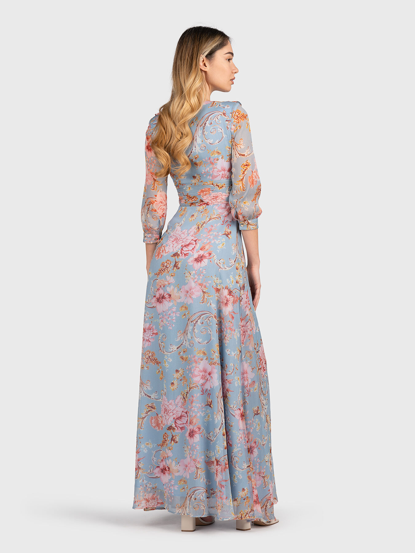 今期 Floral Jacquard Volume Sleeves Dress Floral Jacquard Volume Sleeves Dress - navy - Mame Kurogouchi
