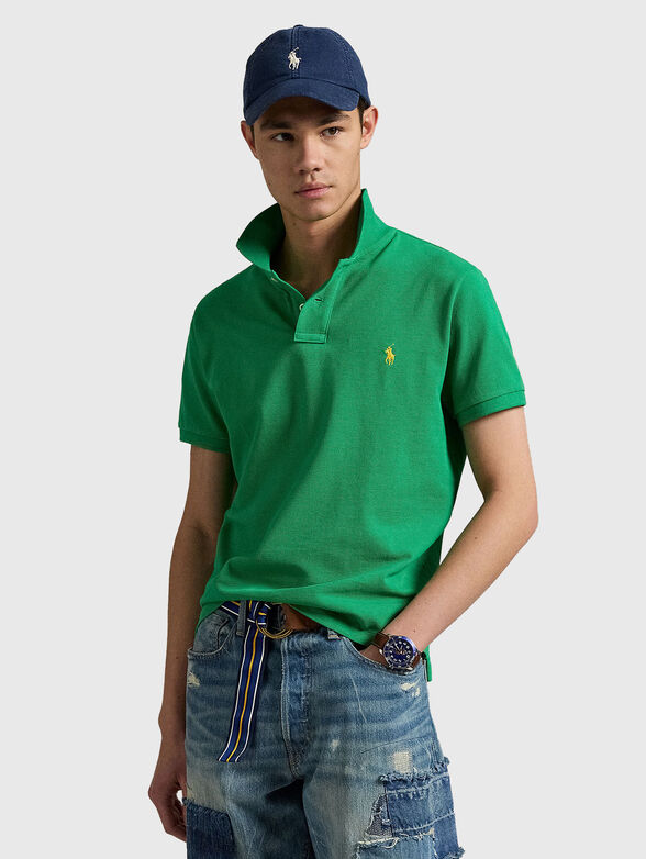 Cotton polo shirt with contrast logo - 1