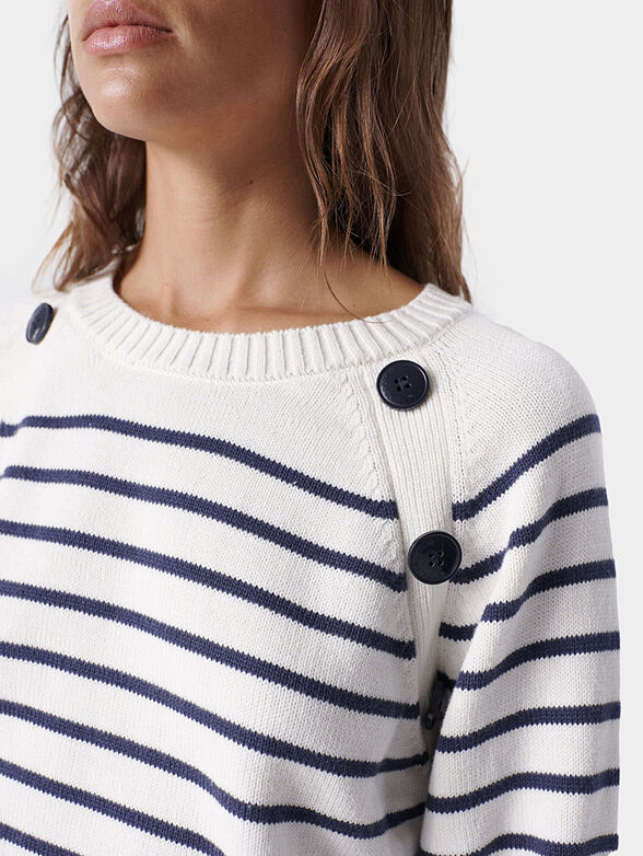 Striped sweater with accent buttons - 5