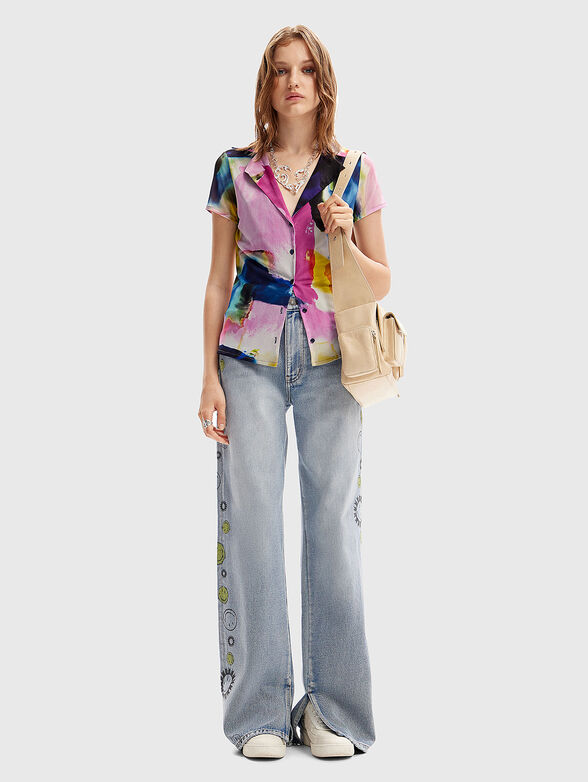 Short sleeve shirt with multicolor print - 2