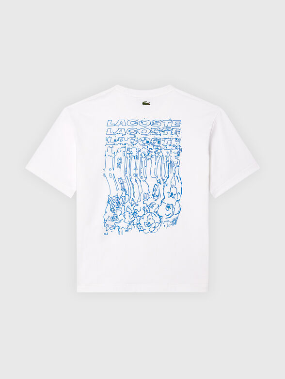 Contrast print T-shirt in white  - 2