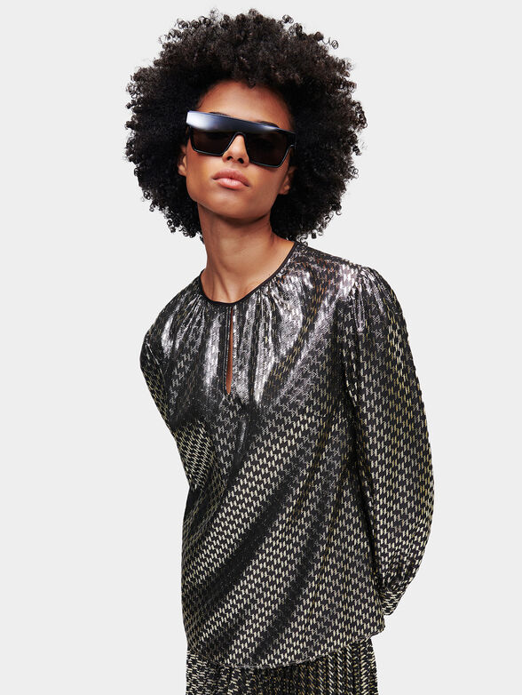 Shirt with monogram print and lurex - 1