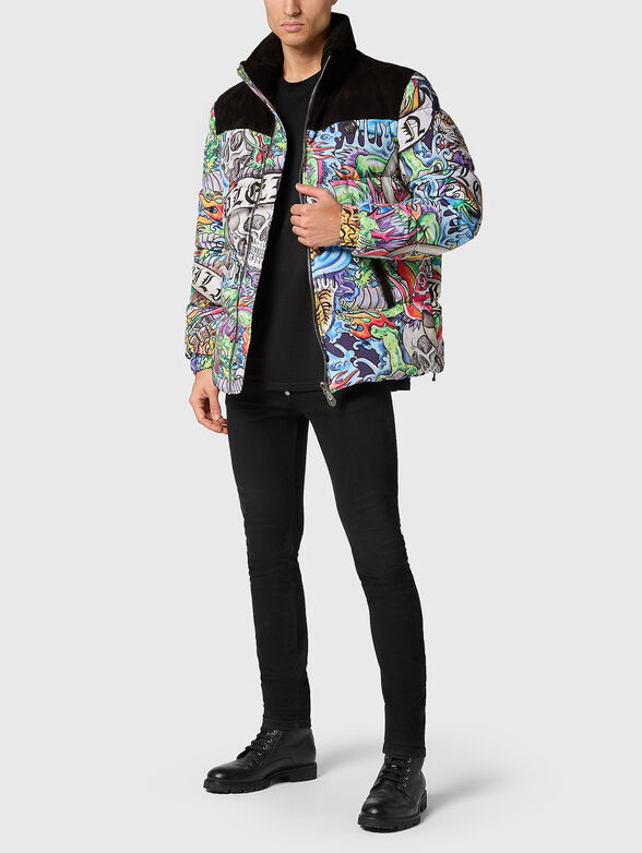 Padded jacket with multicolour print - 2