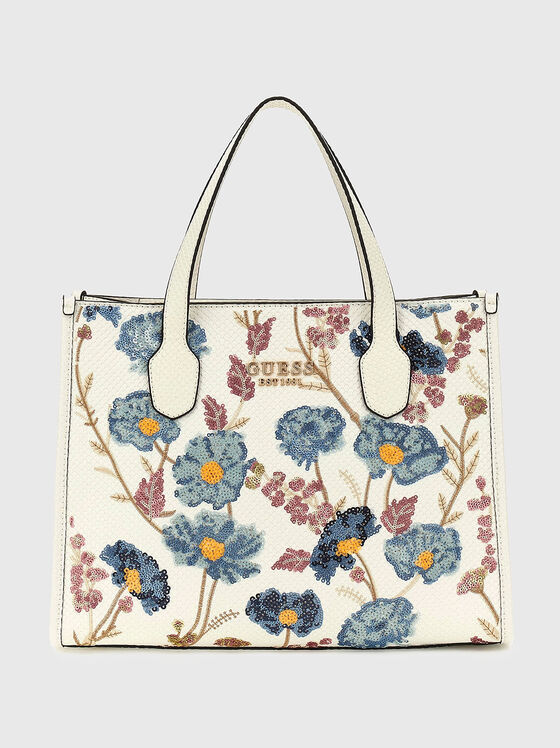 Голяма чанта ZARIA с дълга дръжка и флорален принт - 1