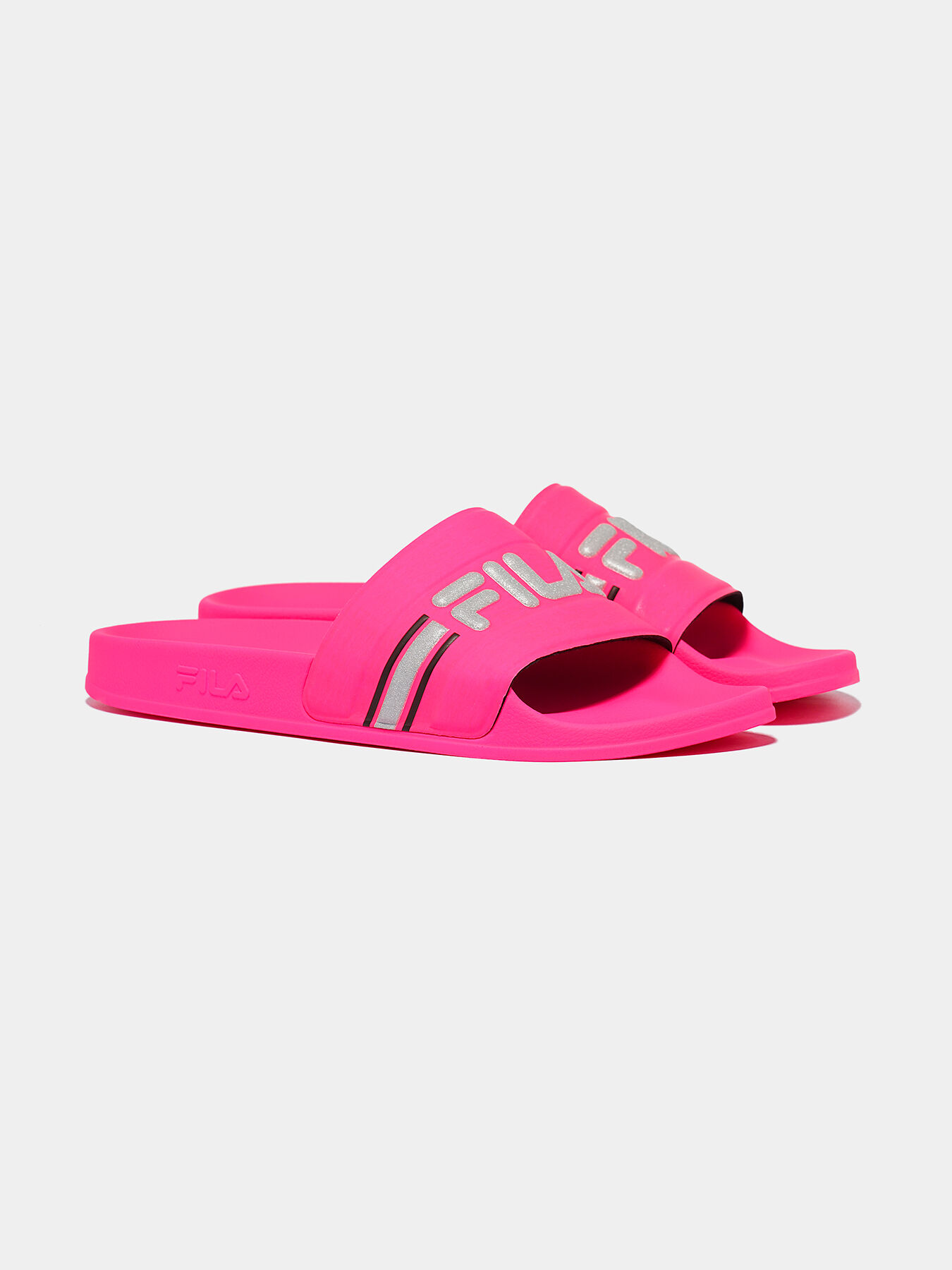 Pink fila slippers clearance