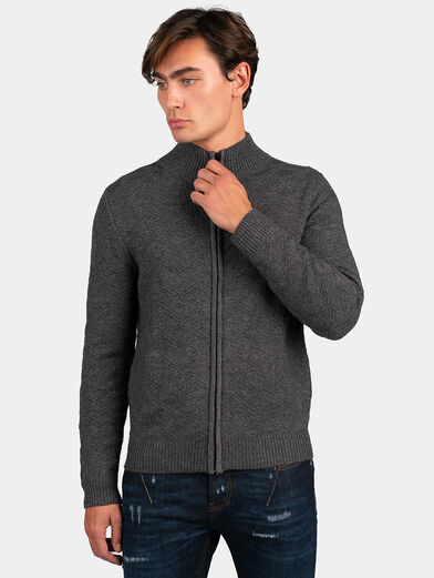 Cardigan with zipper in gray color - 1