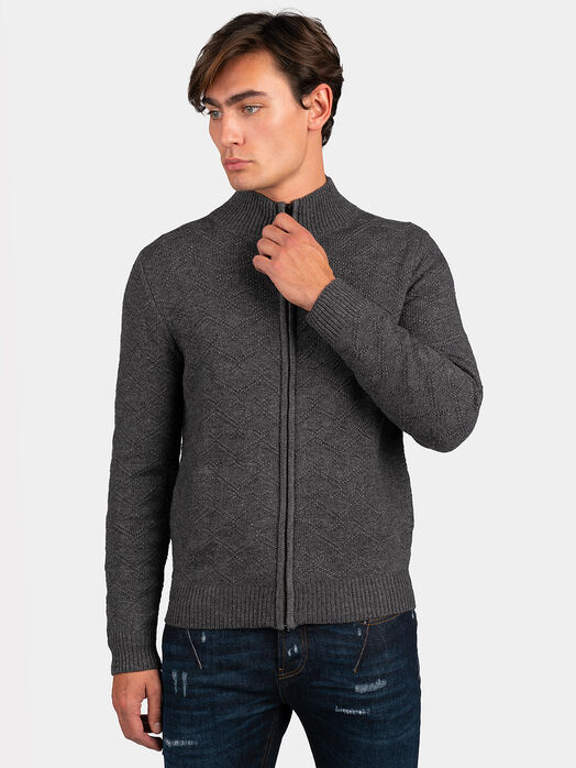 Cardigan with zipper in gray color