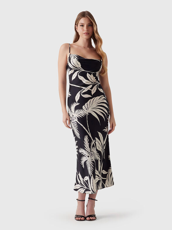 Midi dress with floral print in black - 1