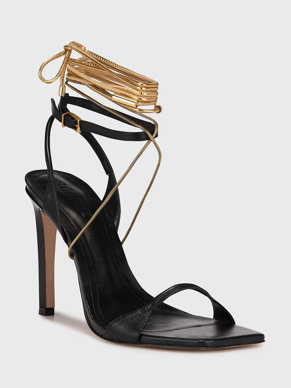 Black sandals with gold-colored accent - 2