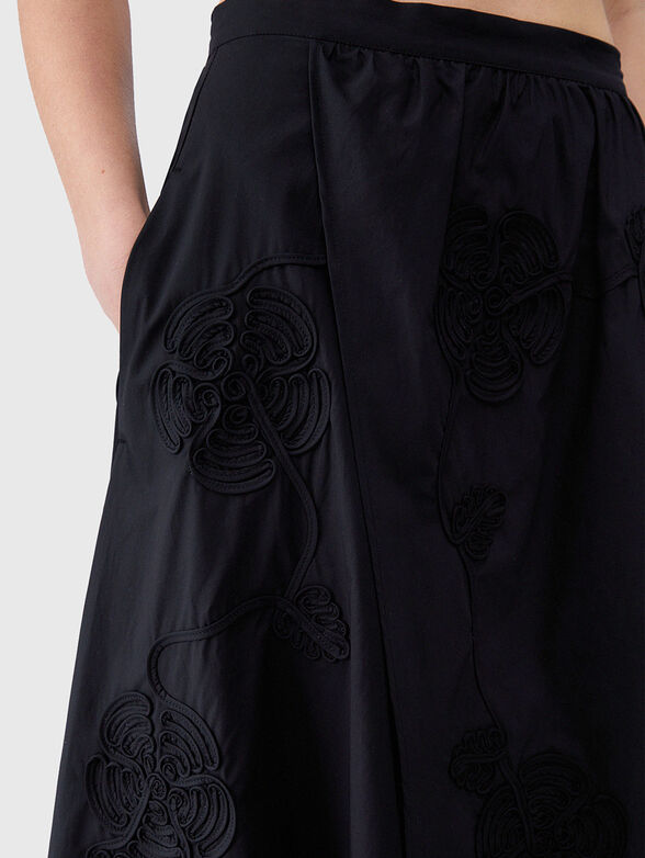 Black cotton pleated skirt - 3