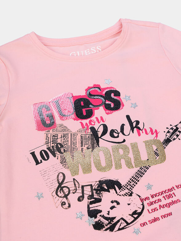 Pink blouse with long sleeves and print - 2