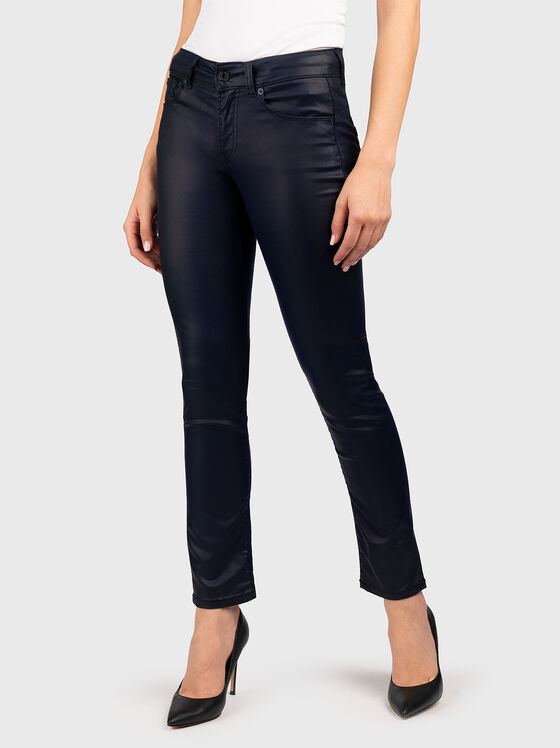 Слим дънки с промазан ефект - 1