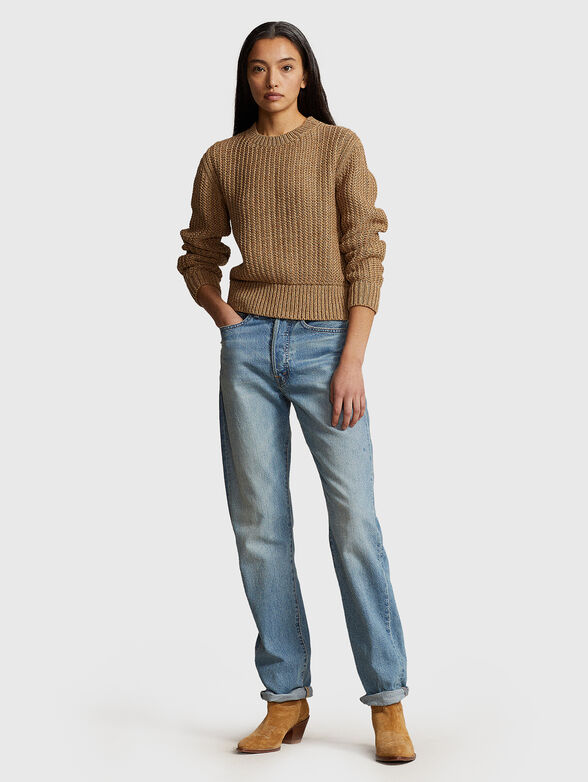 Round neck sweater in beige  - 2