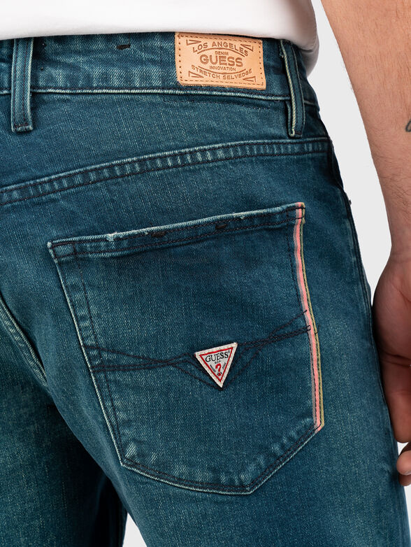 Blue slim jeans with accent pocket - 3