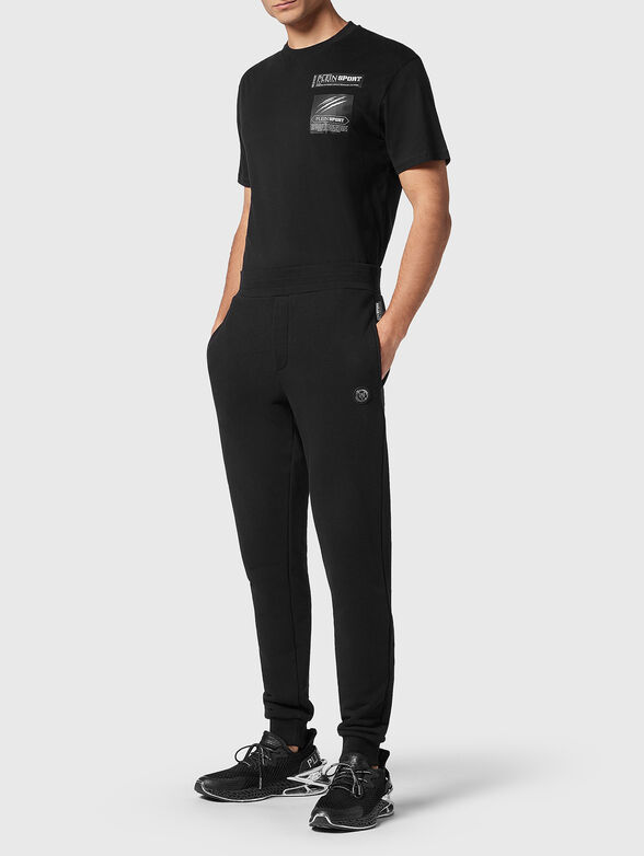 Black sports trousers with logo patches  - 4