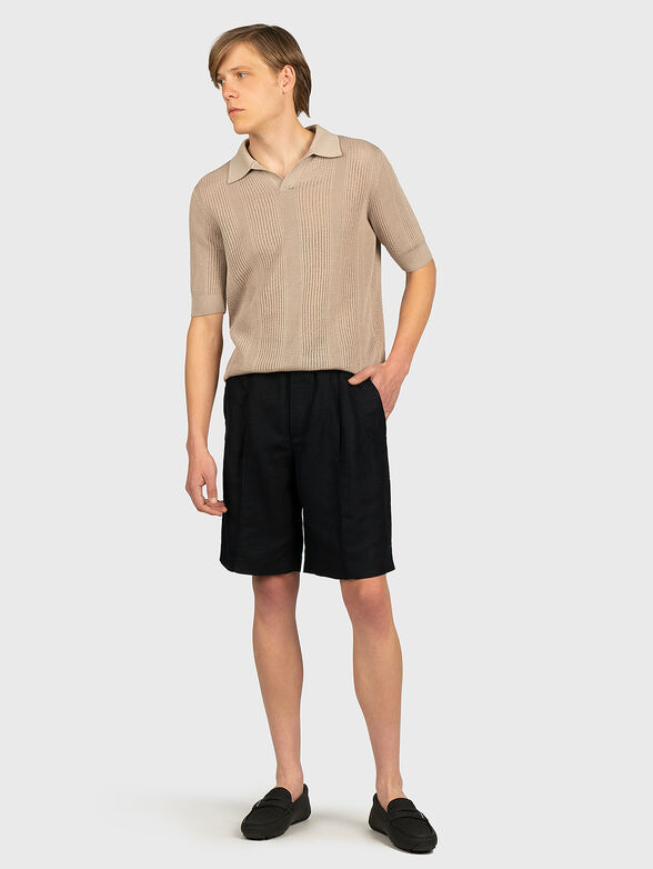 Knitted polo-shirt in beige color - 4