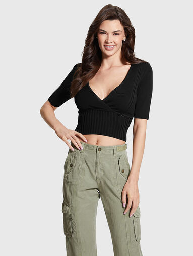 Knitted V-neck blouse - 5