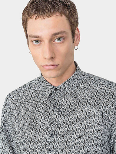 Cotton shirt with floral print - 3