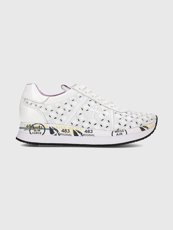 CONNY leather sneakers with perforated texture - 0