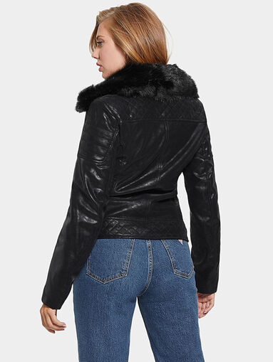 OLIVIA faux black leather biker jacket - 3
