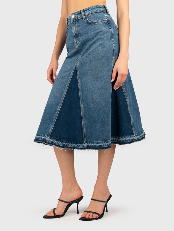 Denim midi skirt with logo - 0