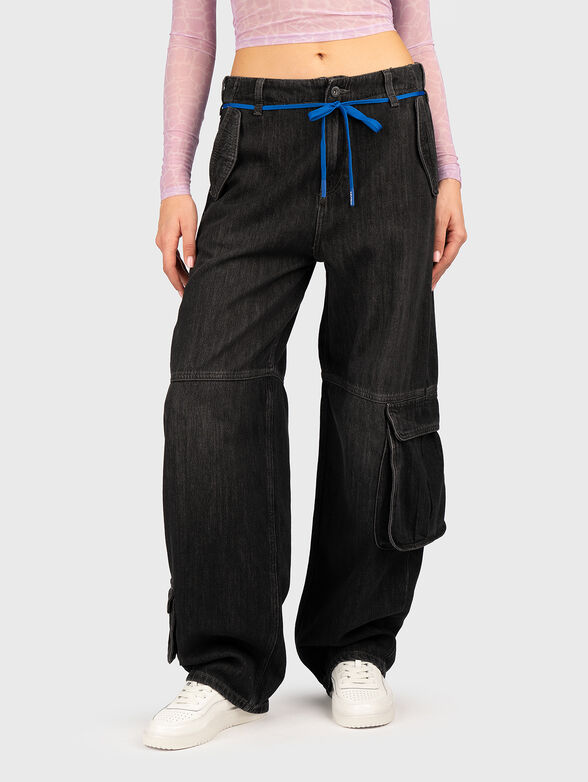 Cargo jeans with waist tie - 0