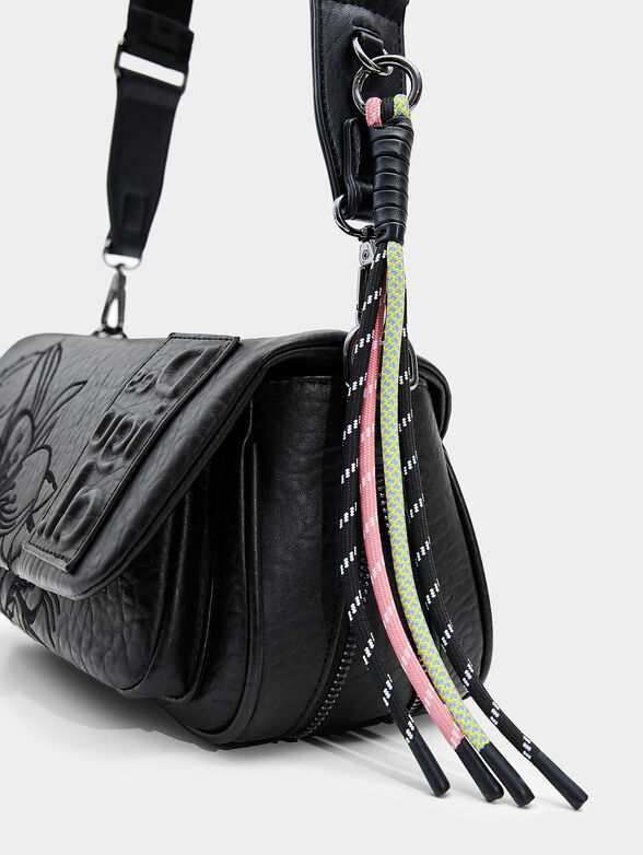 Black crossbody bag with floral embroidery - 5