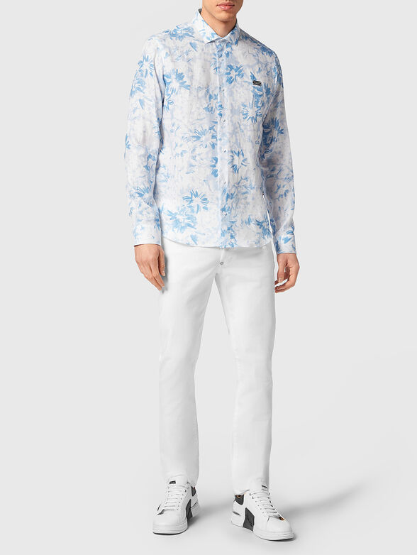 SUGAR DADDY linen shirt with art print - 4