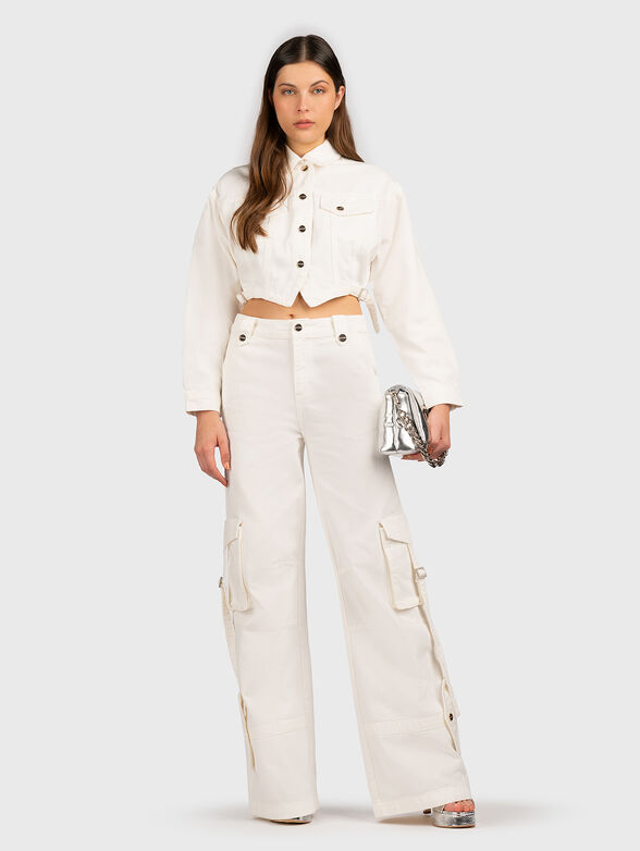 Denim cargo pants in pink - 4