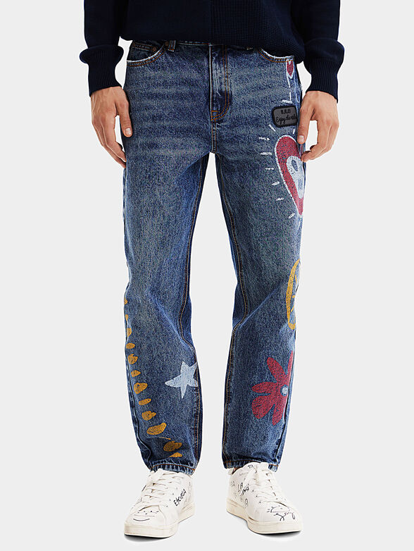 Blue jeans with an accent print - 1