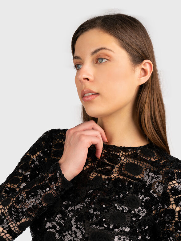 Long black dress with sequins - 4