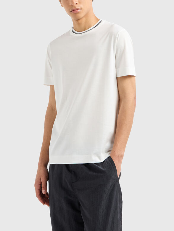 T-shirt with oval neckline and logo - 1