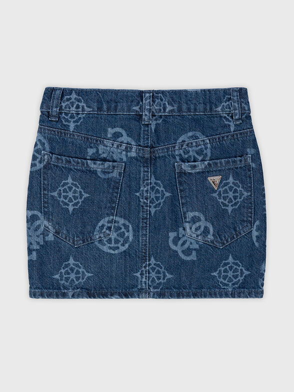 Denim skirt with monogram logo print - 2