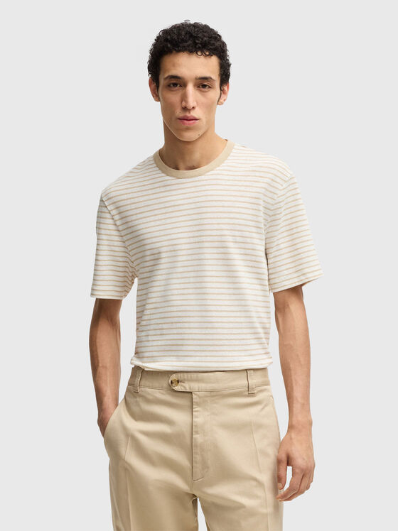 Cotton T-shirt with oval neckline - 1