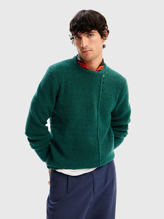 Пуловер с овално деколте от вълнен бленд - 1