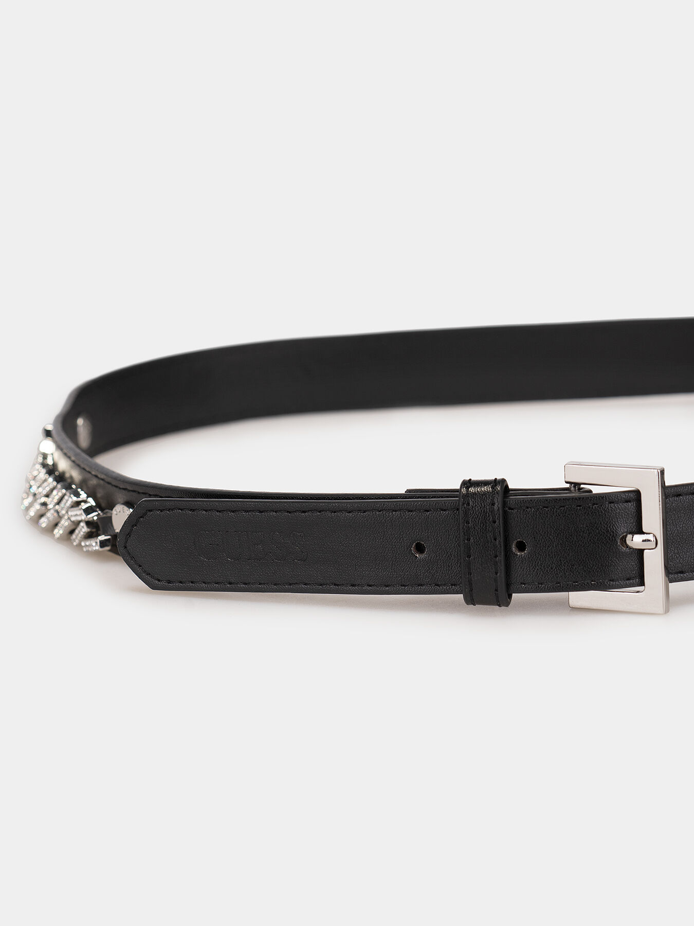 VICTOIRE black eco leather belt brand GUESS