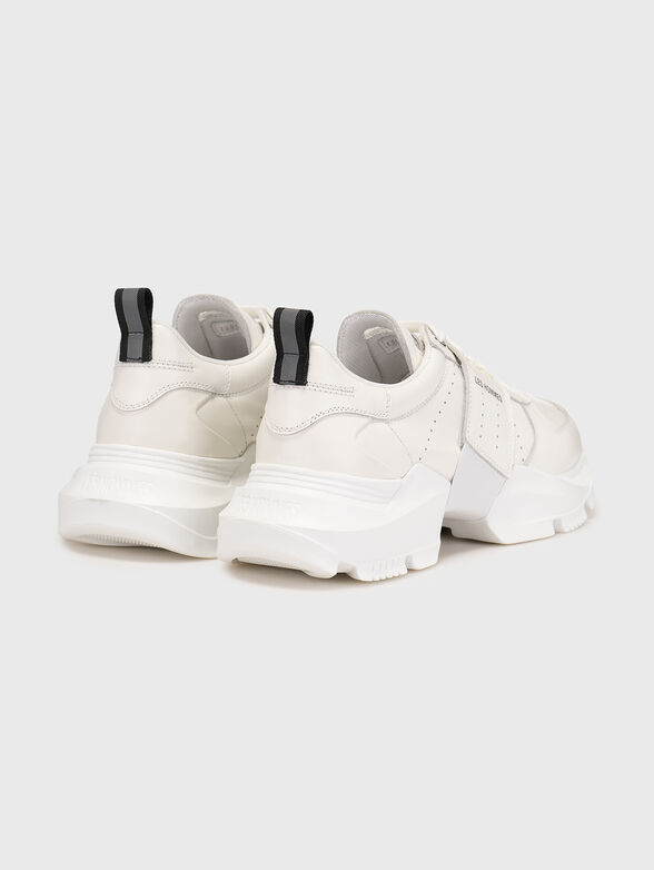 Leather sports shoes in ecru colour - 3