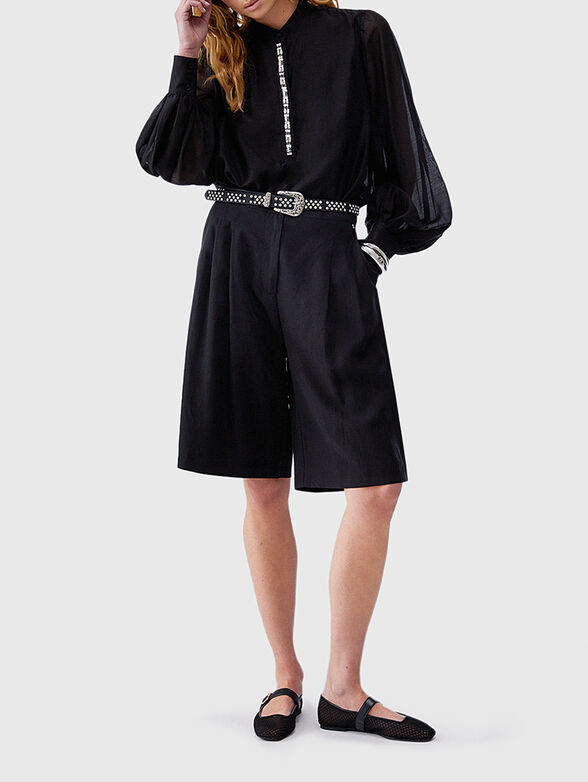Black blouse with embroidered crystals - 2