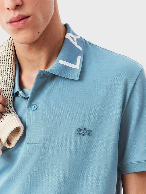 Cotton polo shirt in blue - 4