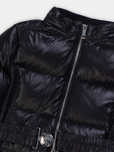 Padded jacket with belt and removable hood - 3