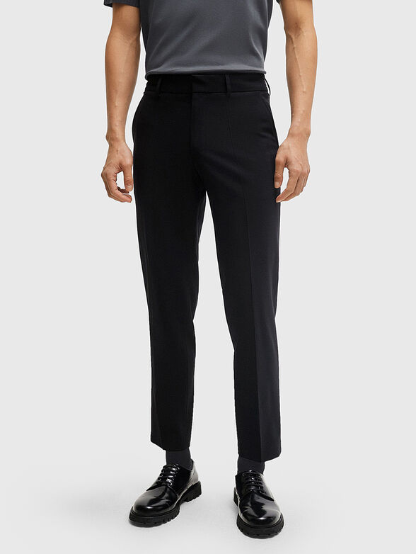 Black wool blend trousers  - 1