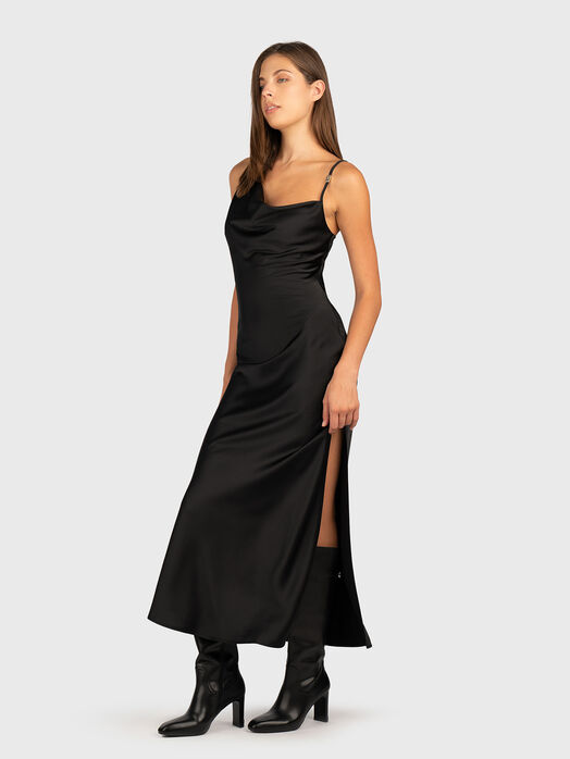Midi silk dress with accent slit